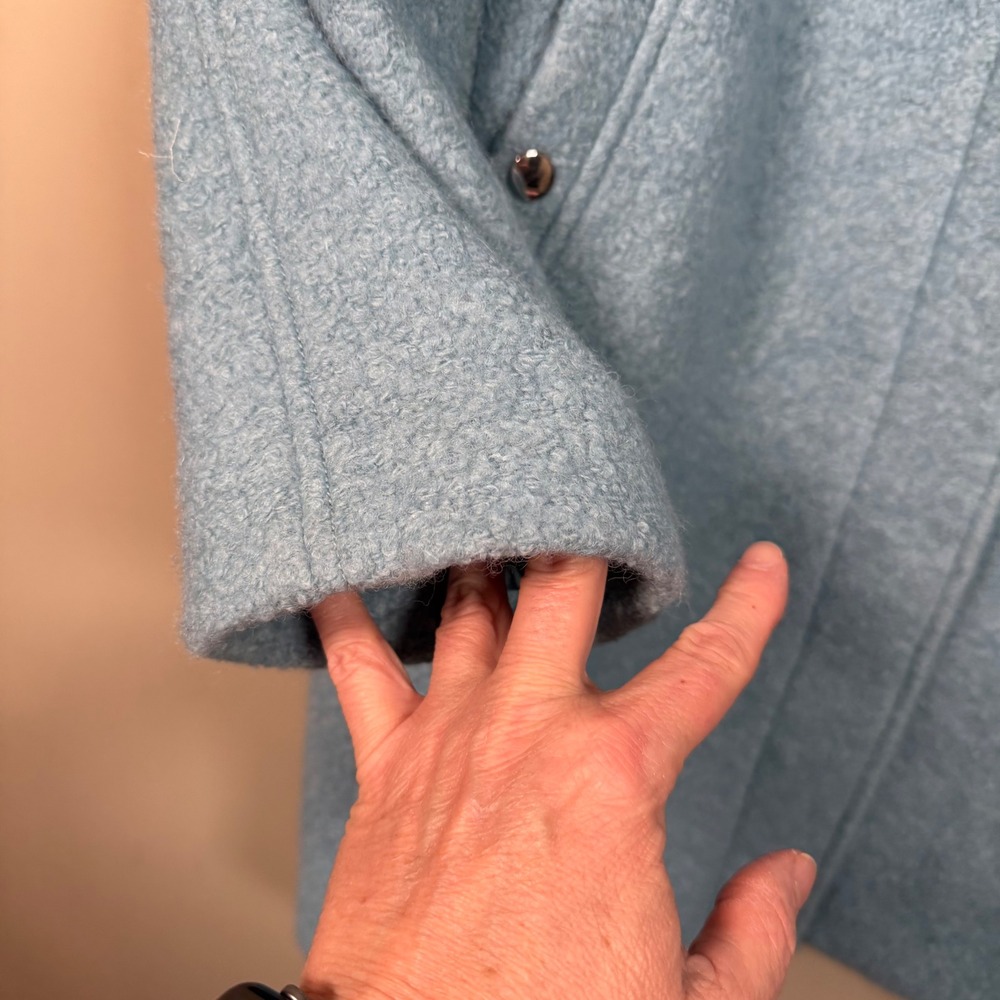 LOFT Mock Neck Blue Wool Blend Mid Length Coat Size XL - Picture 6 of 7